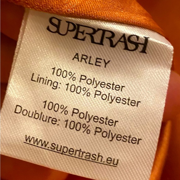 SUPERTRASH 60” Faux Fur Stole Wrap with golden orange shimmery lining. - Picture 6 of 7